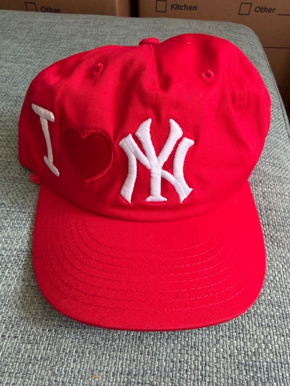 Red 'I ♥ NY' Embroidered Baseball Cap